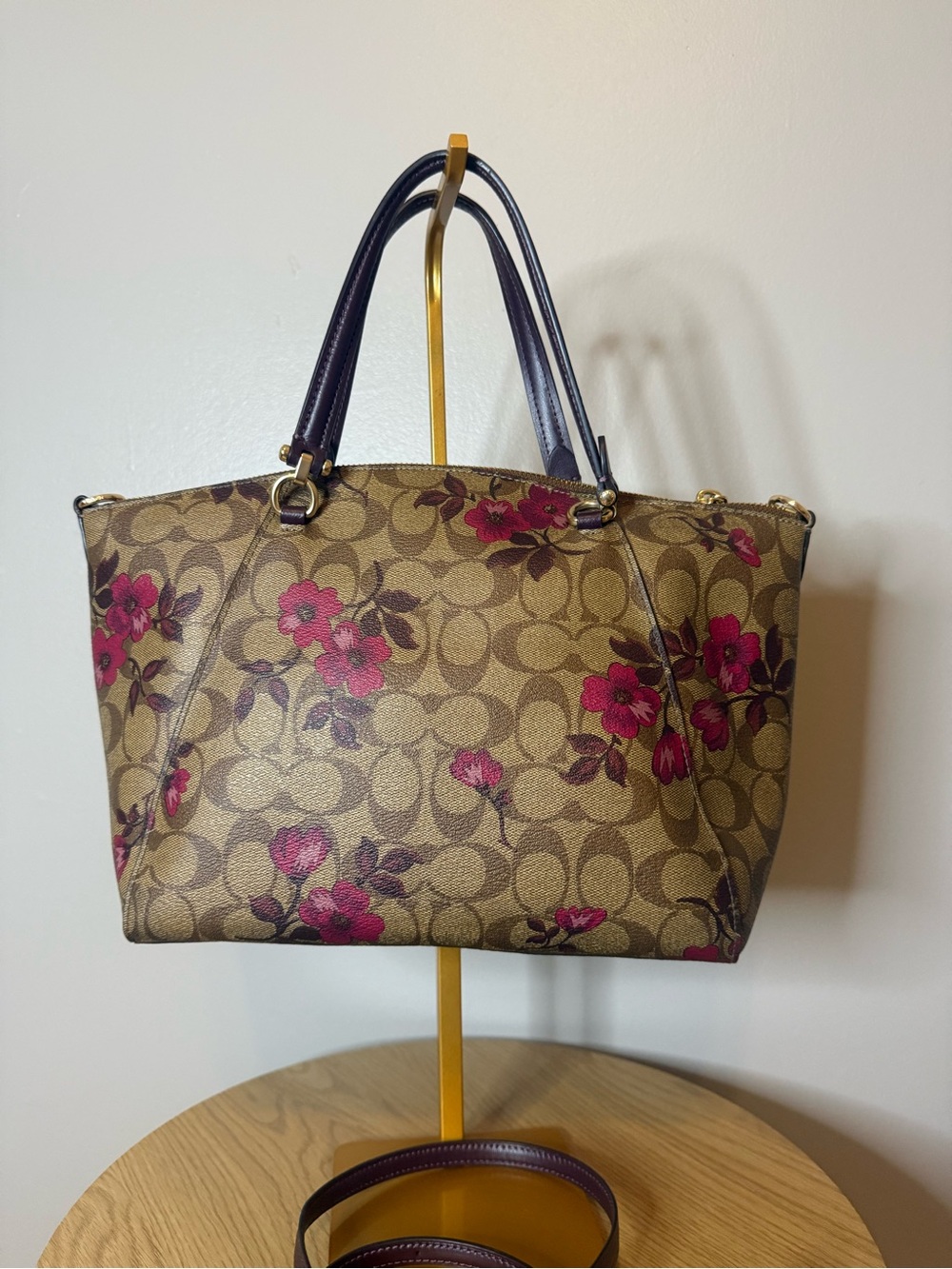 Coach Prairie Satchel Victorian Floral Khaki Berry Tote - Picture 5 of 8